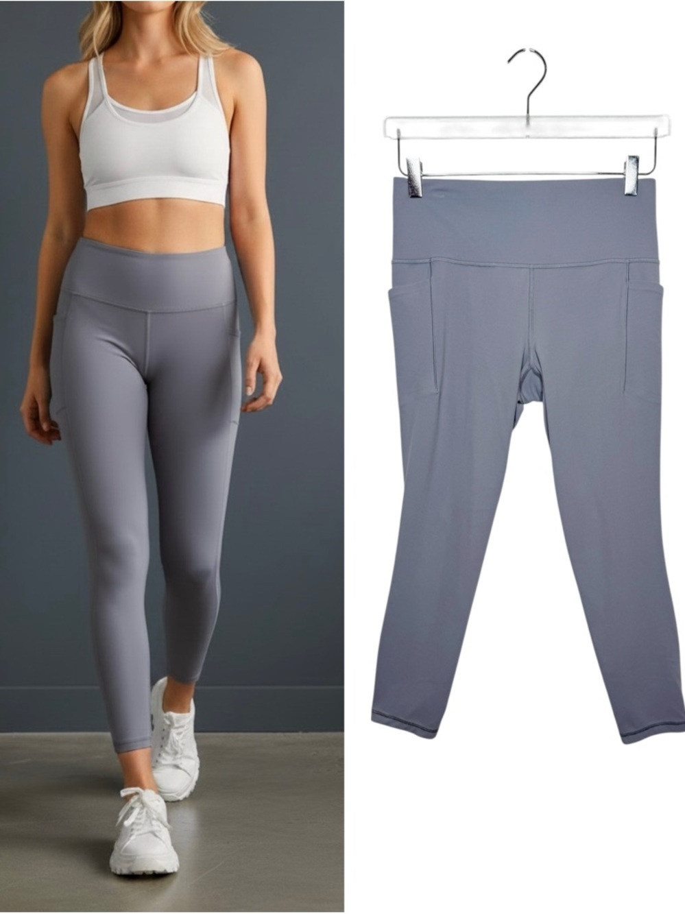 Athleta Salutation Stash Pocket High Rise Coastal Blue Gray Women’s Leggings M